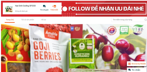 Gian hàng SFOOD trên LAZADA khuyến mãi lớn